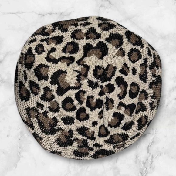 FREE 🆕Leopard Print Knit Beret - Picture 3 of 13